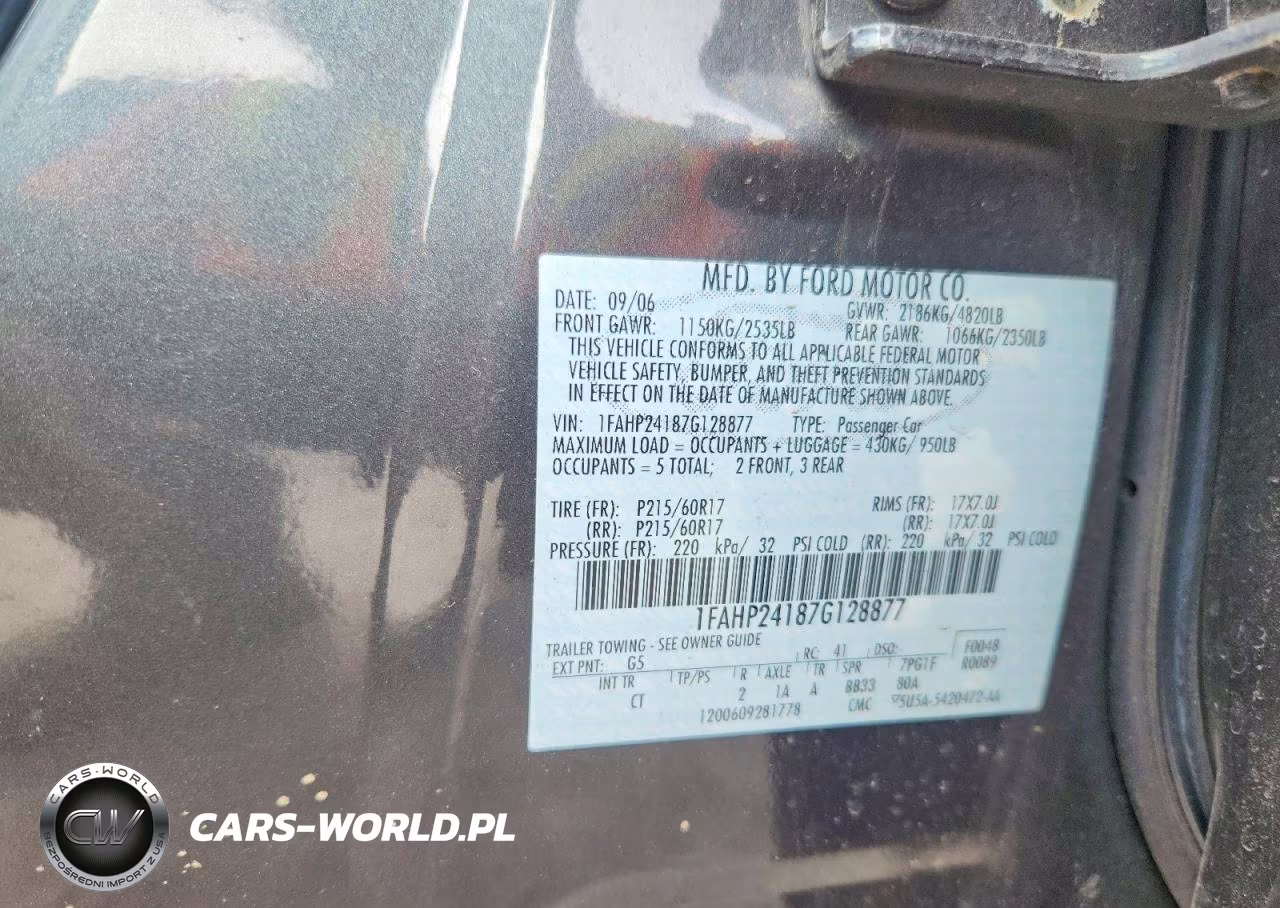 2007 Ford Five Hundred Sel VIN:1FAHP24187G128877 - 13
