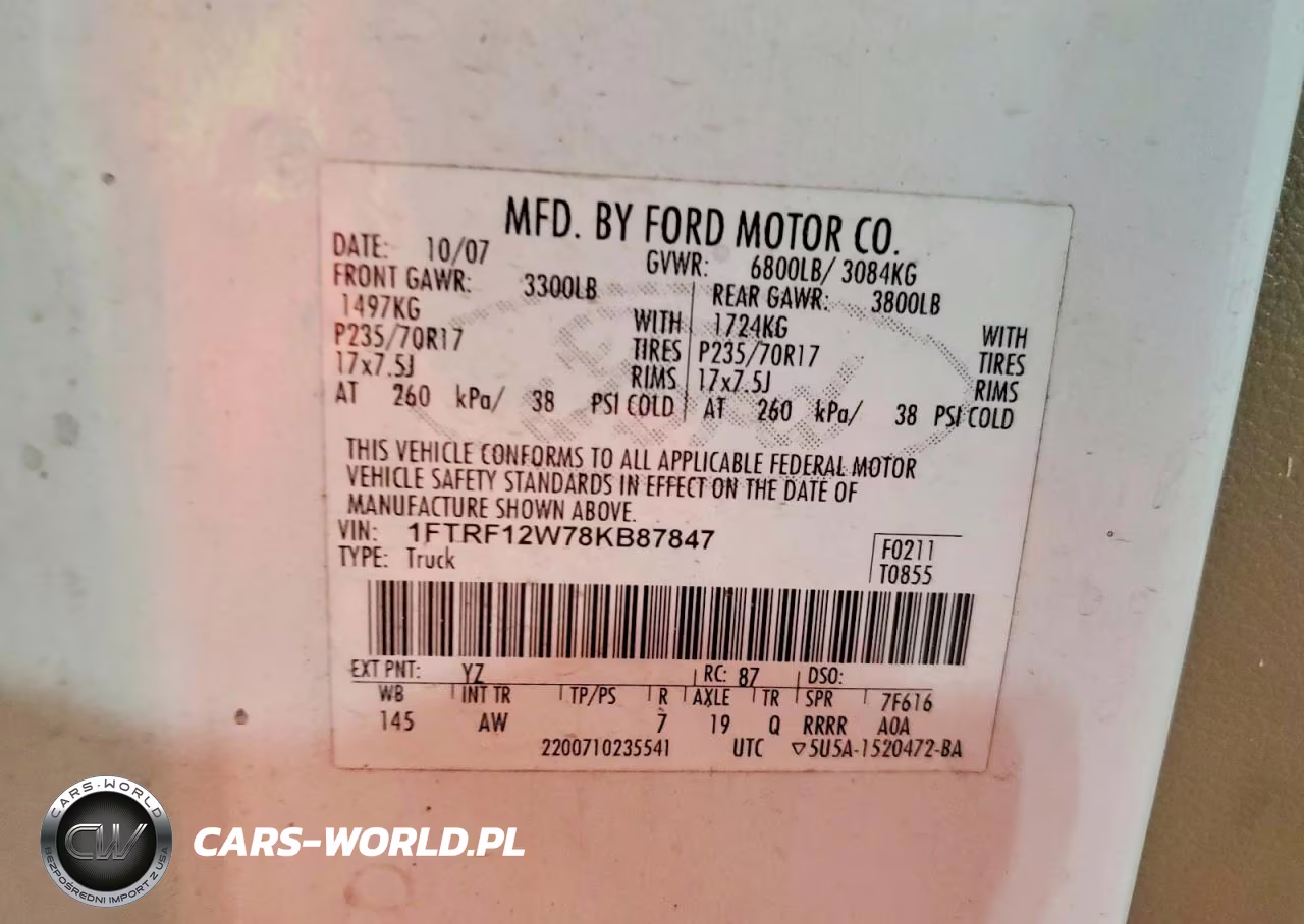 2008 Ford F150 VIN:1FTRF12W78KB87847 - 12
