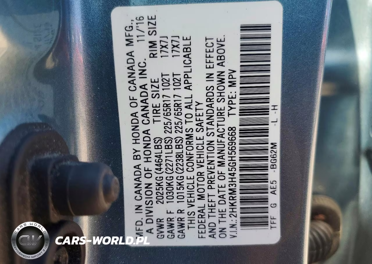 2016 Honda Cr-V Se VIN:2HKRM3H45GH569668 - 13