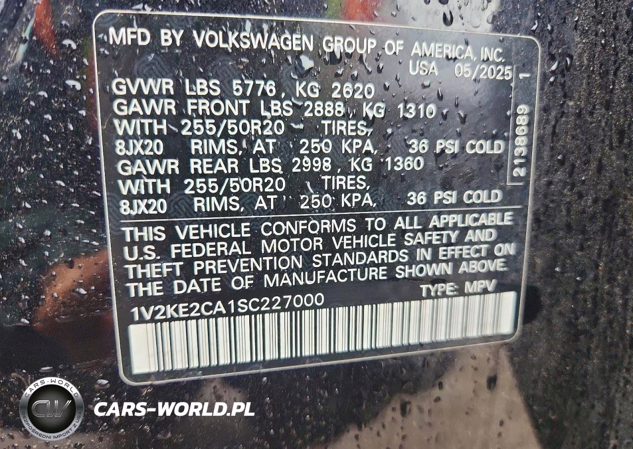 2025 Volkswagen Atlas Cross Sport Se VIN:1V2KE2CA1SC227000 - 13