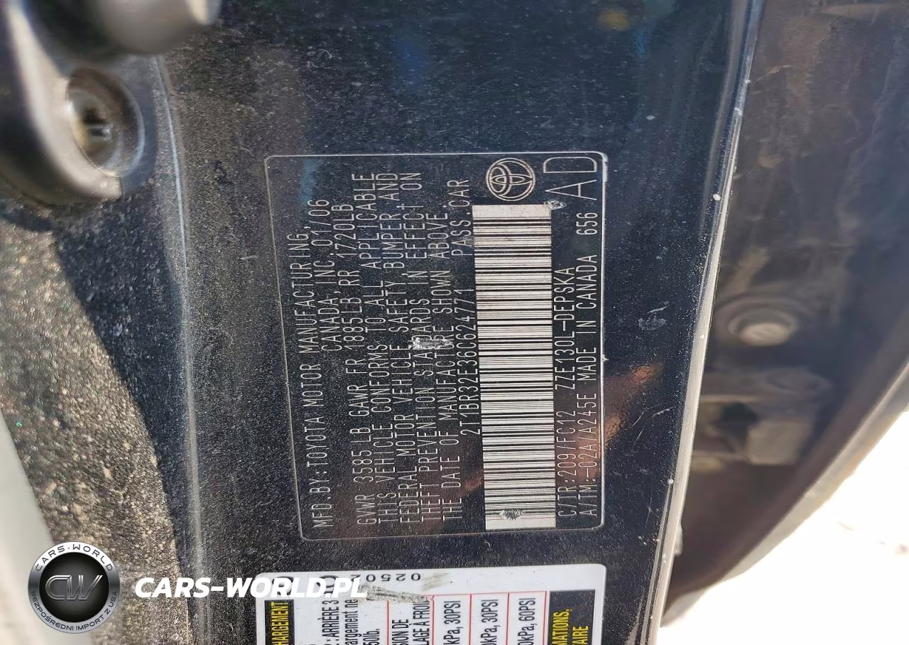 2006 Toyota Corolla S VIN:2T1BR32E36C624771 - 12