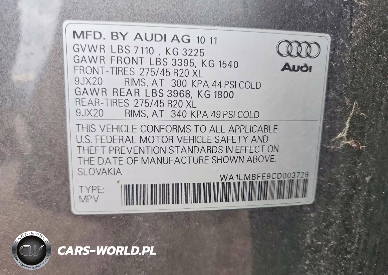 2012 Audi Q7 Premium Plus VIN:WA1LMBFE9CD003728 - 13