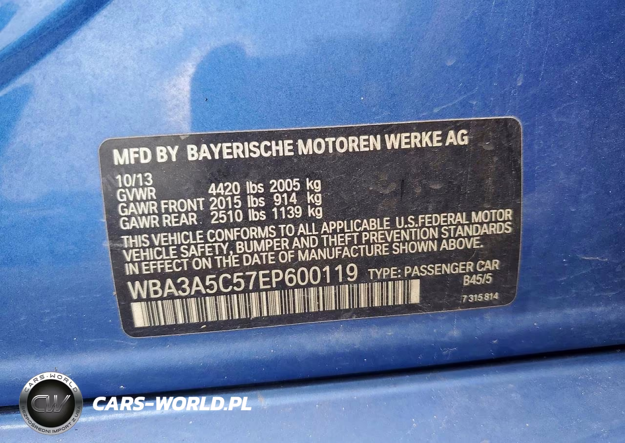 2014 BMW 328 I VIN:WBA3A5C57EP600119 - 12