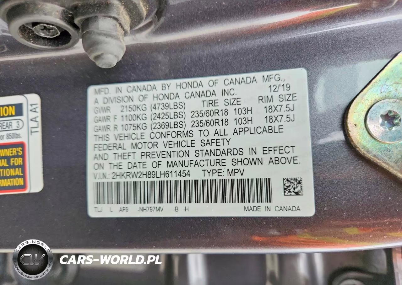 2020 Honda Cr-V Exl VIN:2HKRW2H89LH611454 - 12