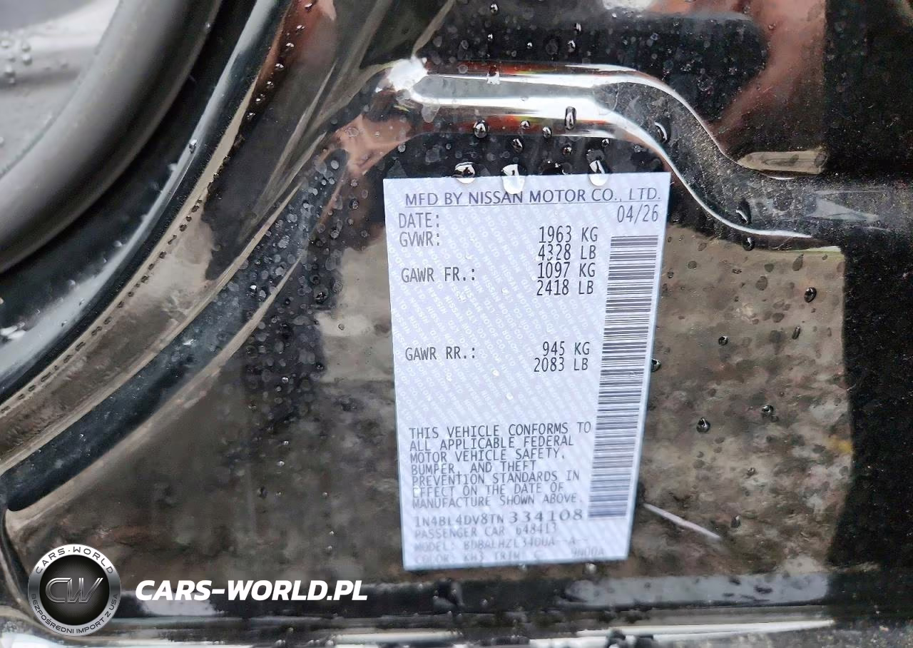 2026 Nissan Altima Sv VIN:1N4BL4DV8TN334108 - 12