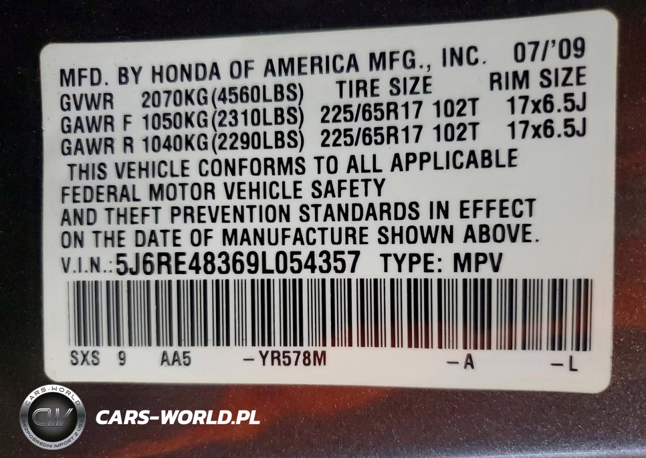2009 Honda Cr-V Lx VIN:5J6RE48369L054357 - 13