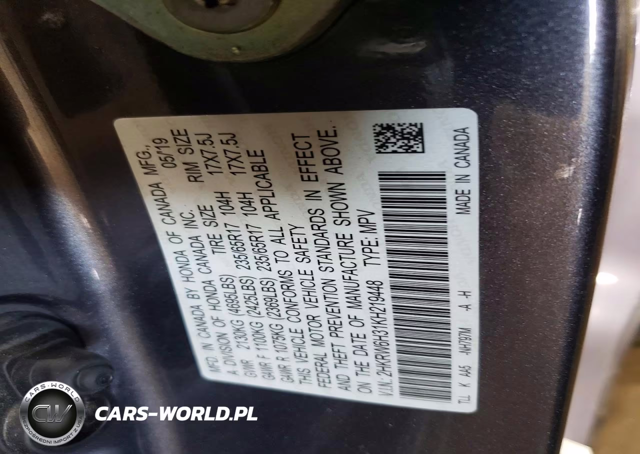 2019 Honda Cr-V Lx VIN:2HKRW6H31KH219448 - 14
