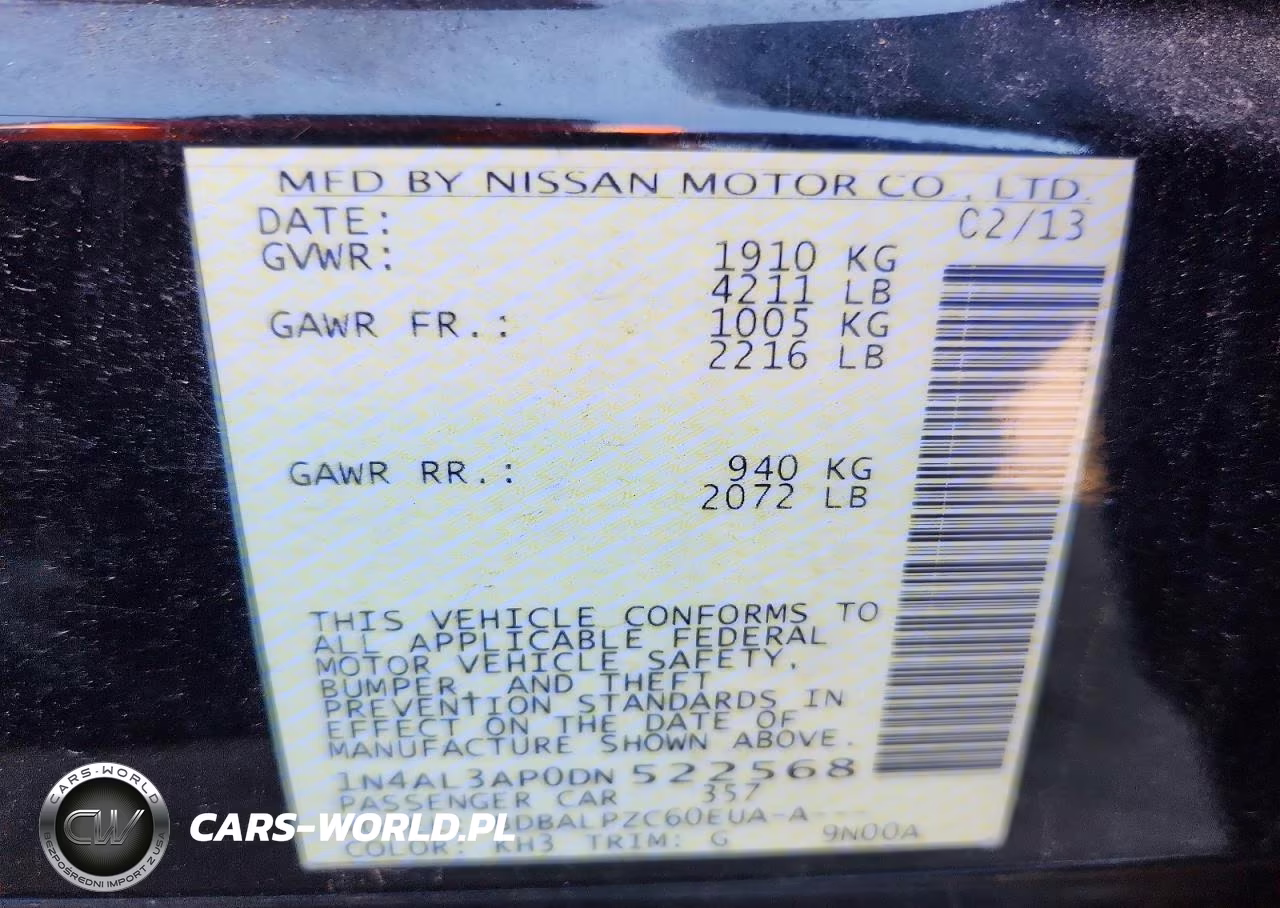 2013 Nissan Altima 2.5 VIN:1N4AL3AP0DN522568 - 12