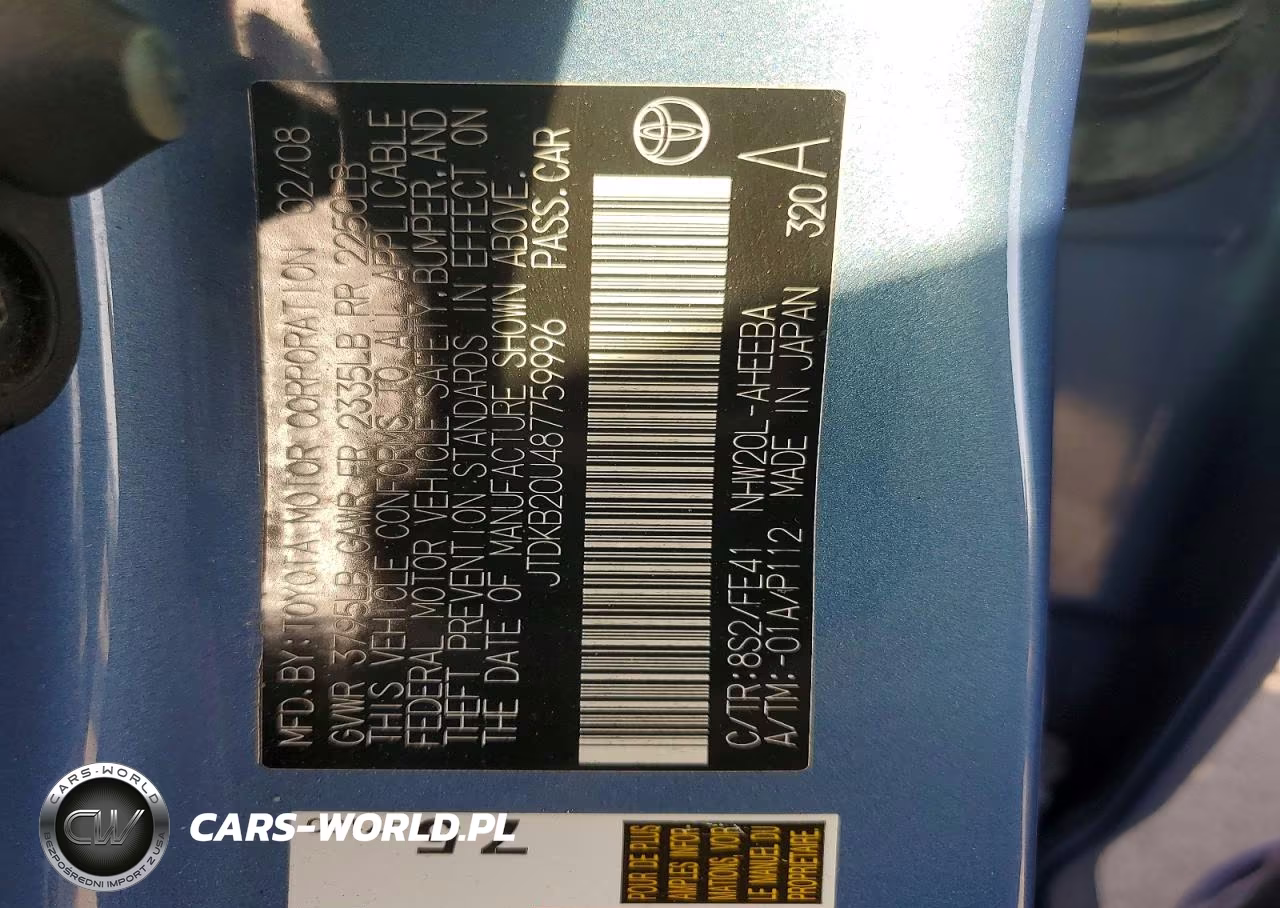 2008 Toyota Prius Base VIN:JTDKB20U487759996 - 13