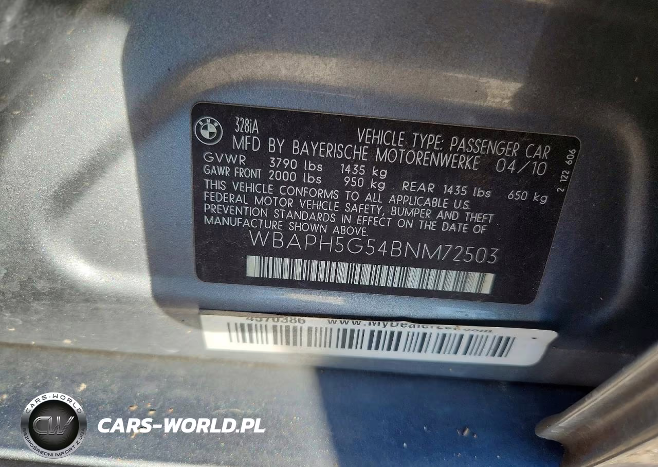 2011 BMW 328 I Sulev VIN:WBAPH5G54BNM72503 - 12