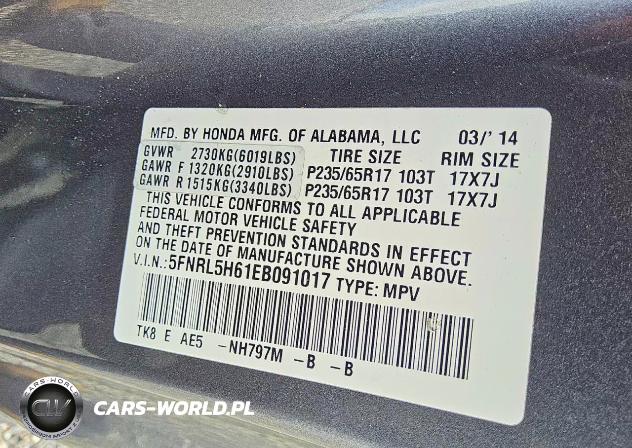 2014 Honda Odyssey Exl VIN:5FNRL5H61EB091017 - 13