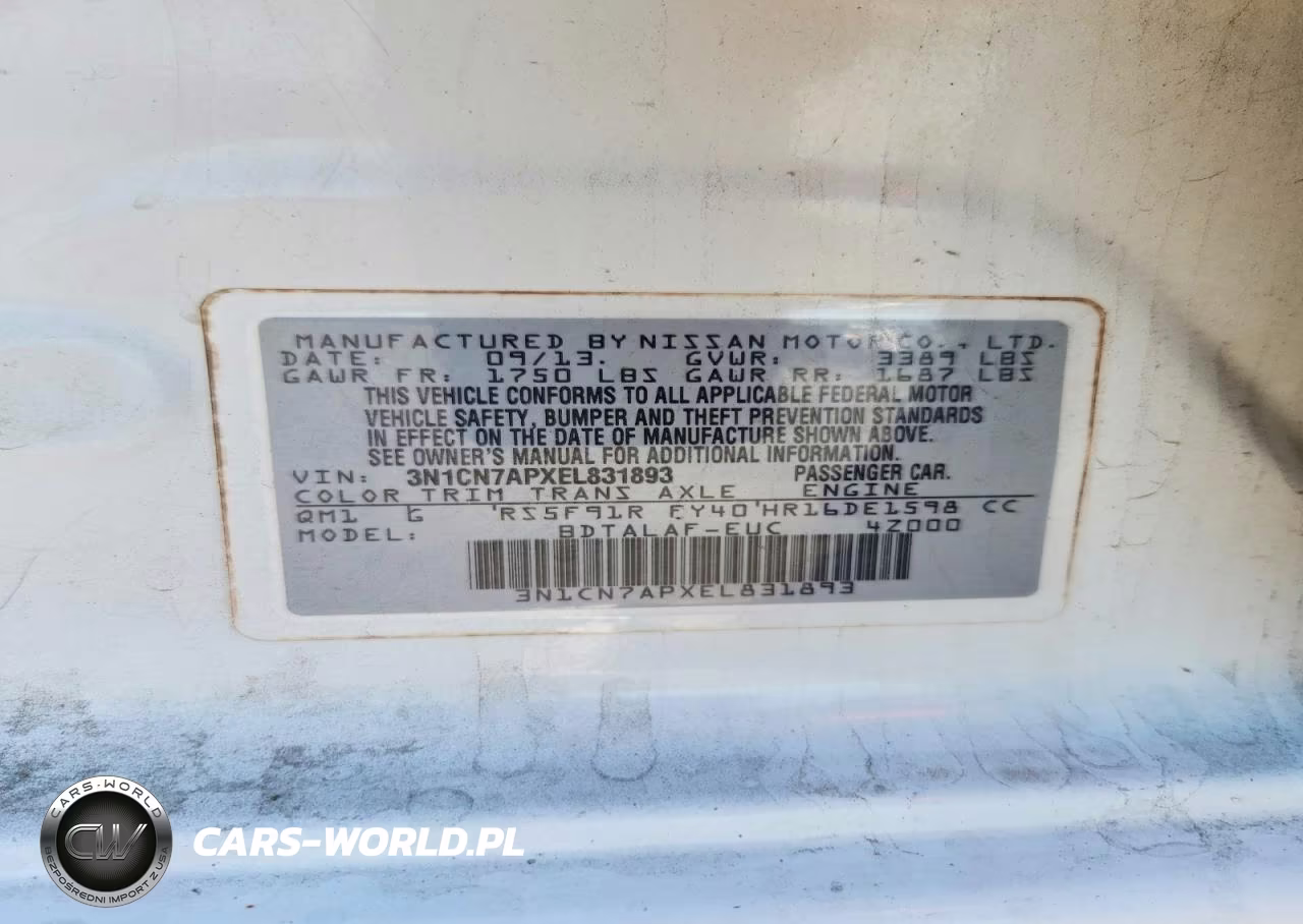 2014 Nissan Versa 1.6 S VIN:3N1CN7APXEL831893 - 12