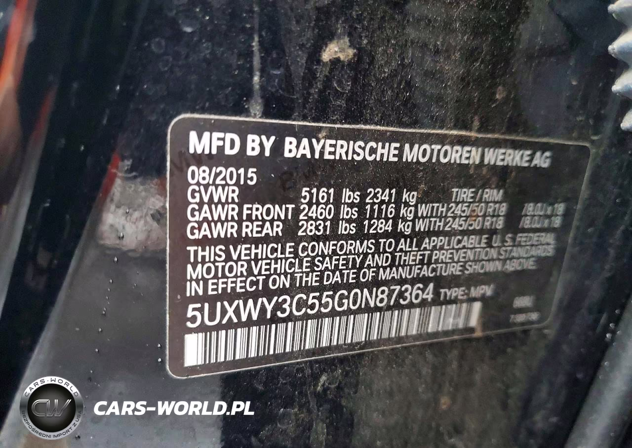 2016 BMW X3 xDrive28D VIN:5UXWY3C55G0N87364 - 12