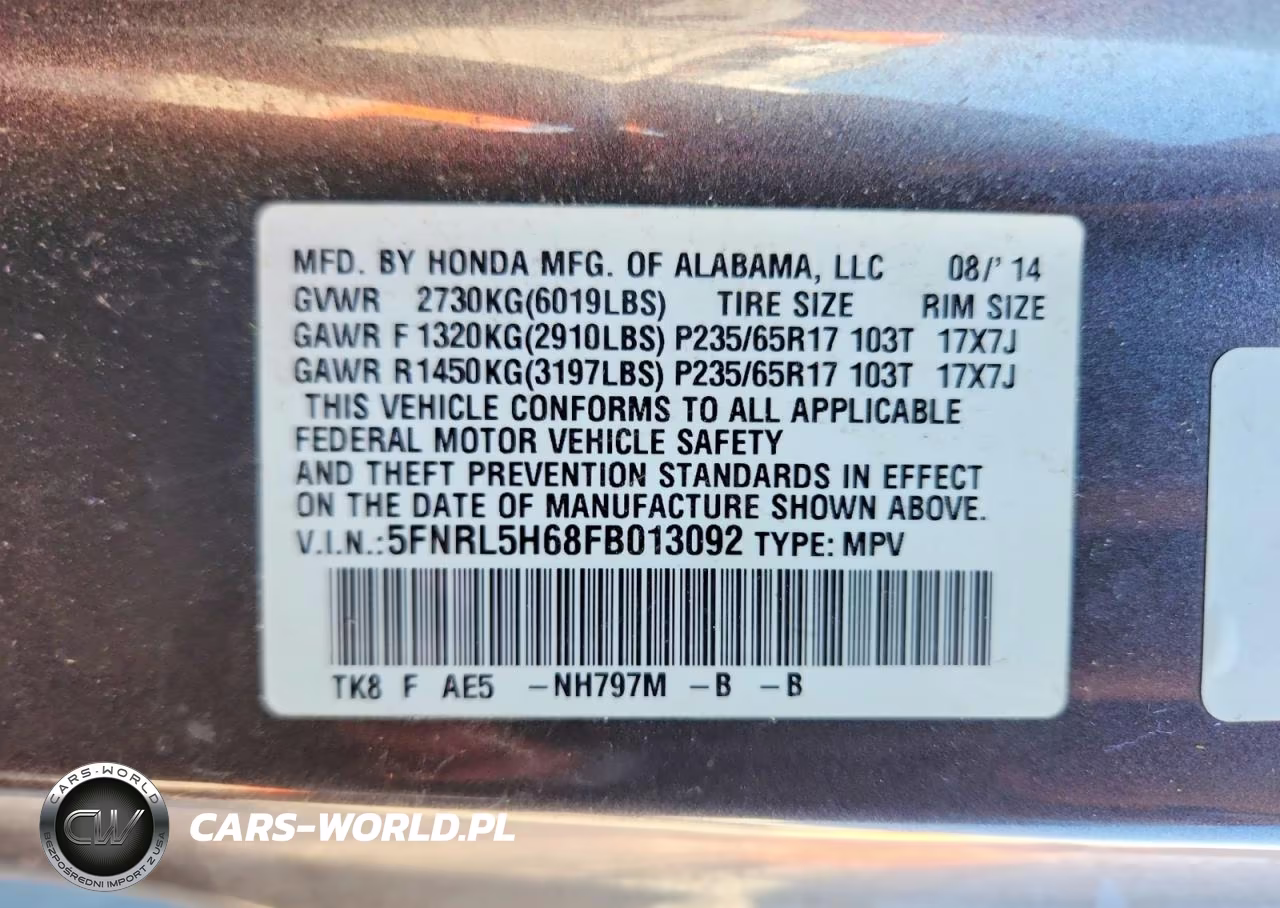 2015 Honda Odyssey Exl VIN:5FNRL5H68FB013092 - 13