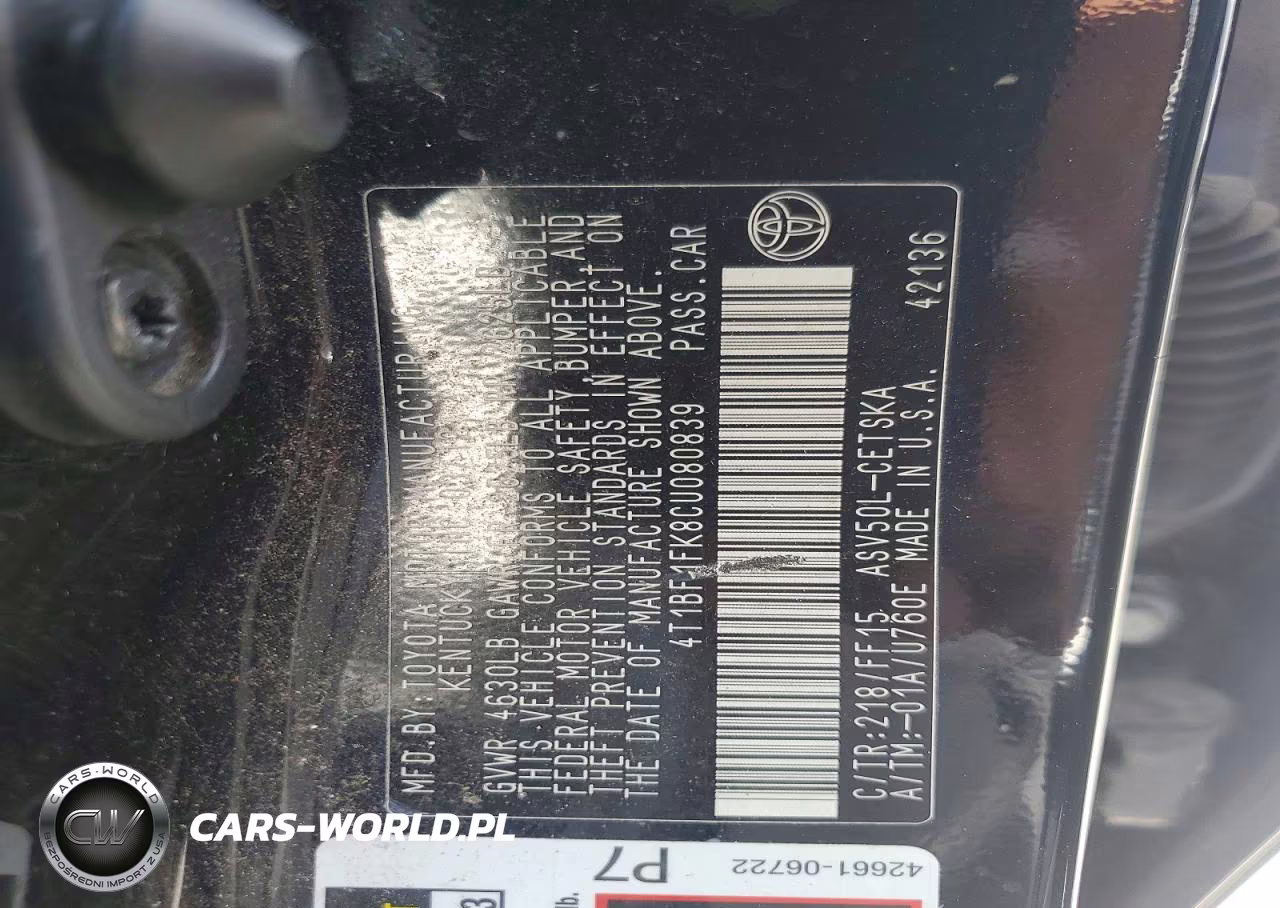 2012 Toyota Camry Se VIN:4T1BF1FK8CU080839 - 12