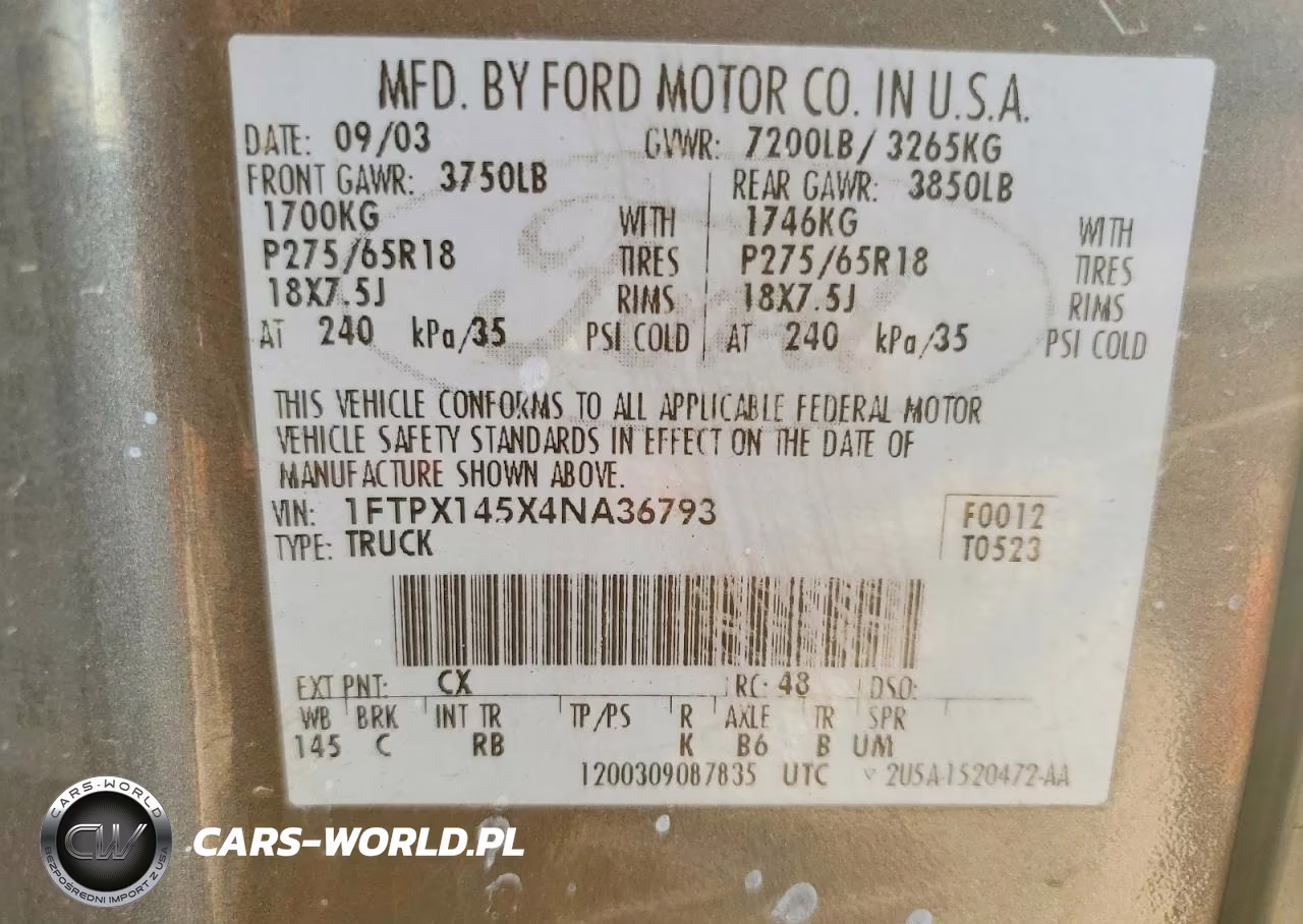 2004 Ford F150 VIN:1FTPX145X4NA36793 - 12