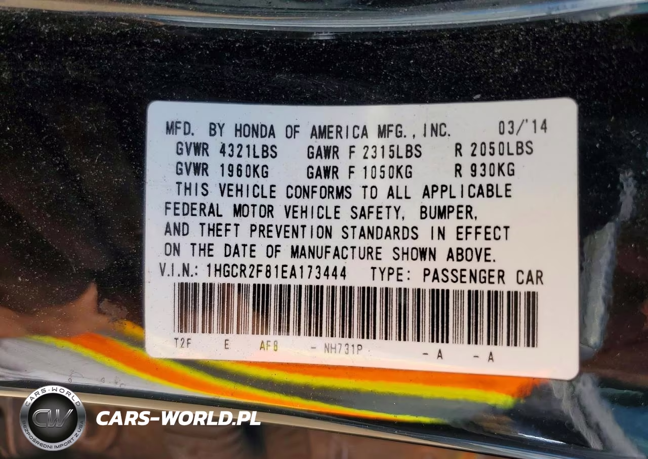 2014 Honda Accord Exl VIN:1HGCR2F81EA173444 - 12
