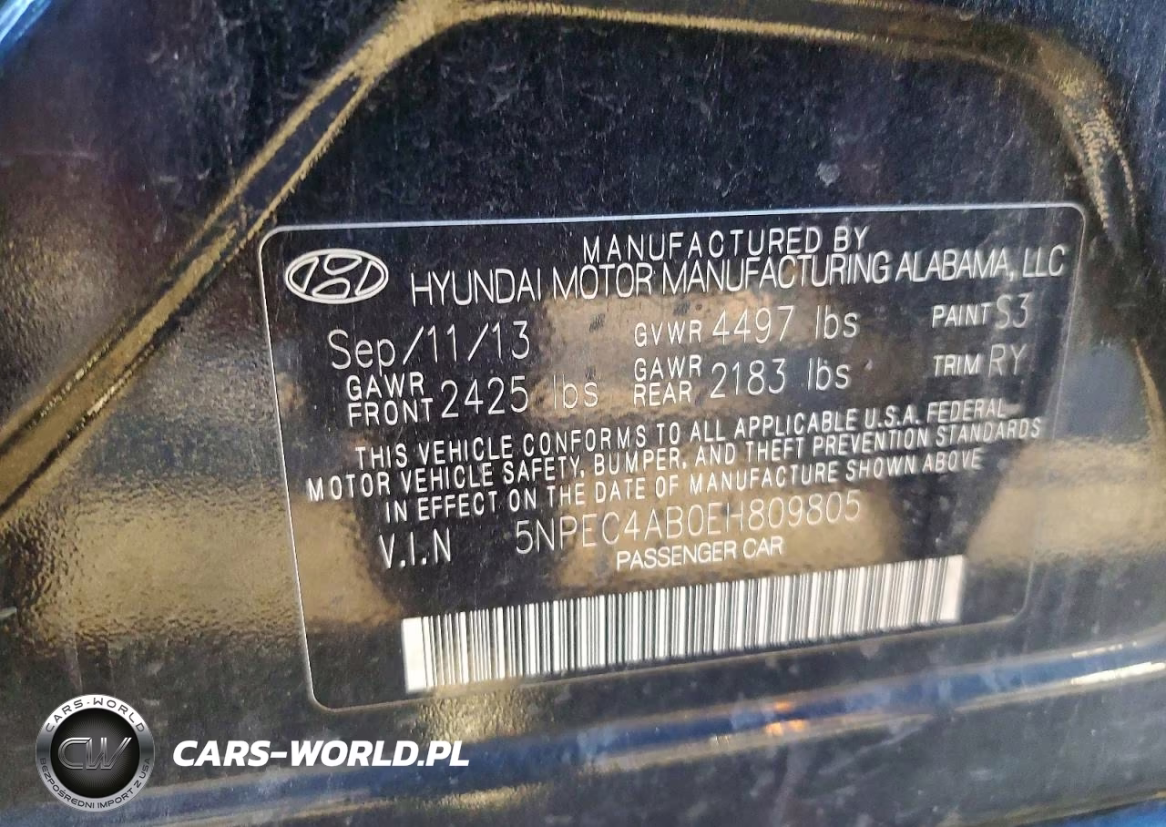 2014 Hyundai Sonata Se 2.0T VIN:5NPEC4AB0EH809805 - 12