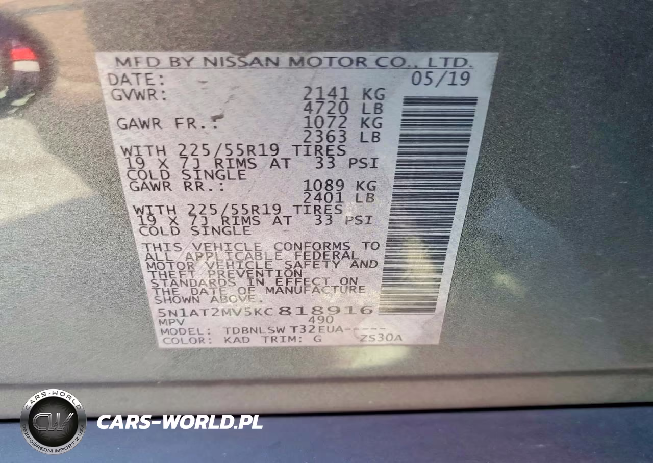 2019 Nissan Rogue Sl VIN:5N1AT2MV5KC818916 - 13