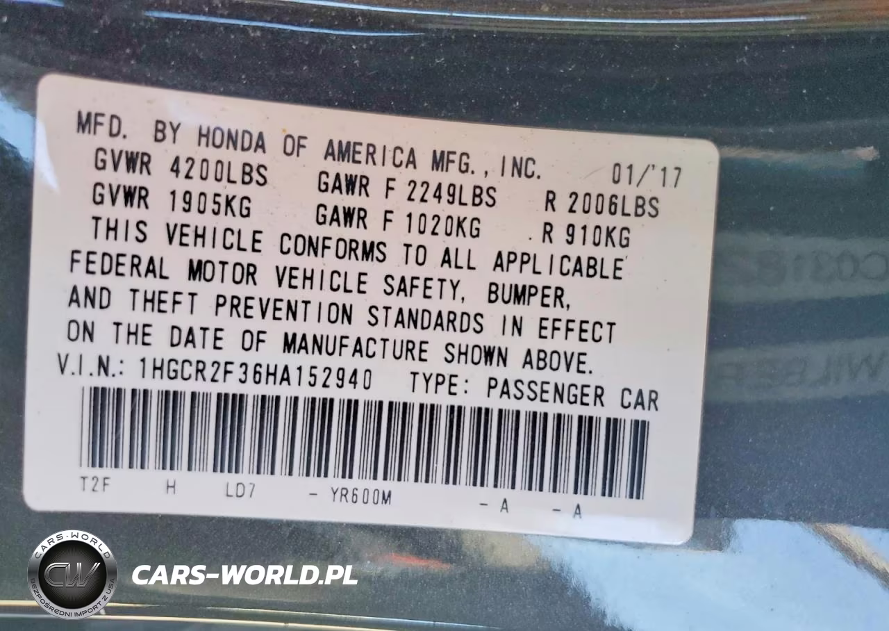 2017 Honda Accord Lx VIN:1HGCR2F36HA152940 - 12