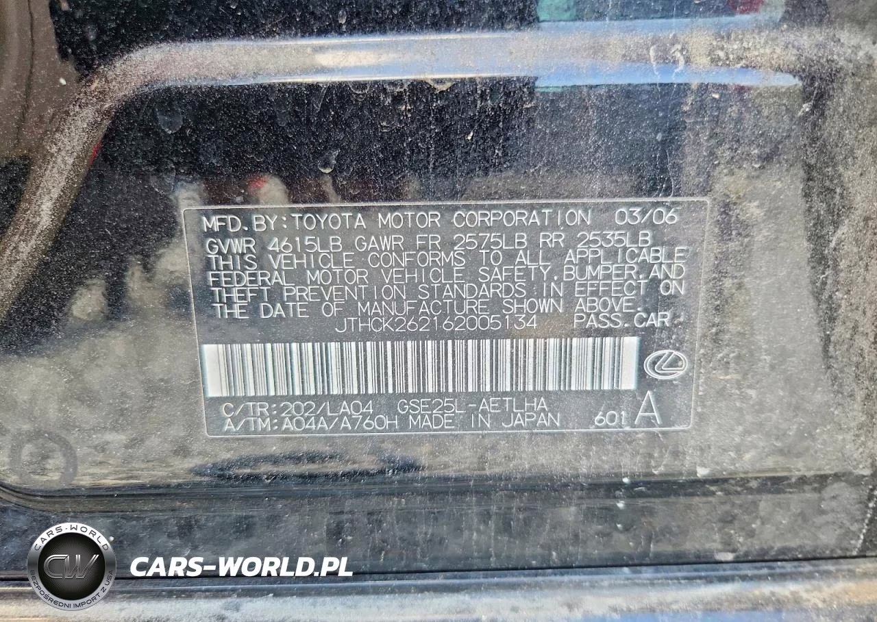 2006 Lexus Is 250 VIN:JTHCK262162005134 - 12