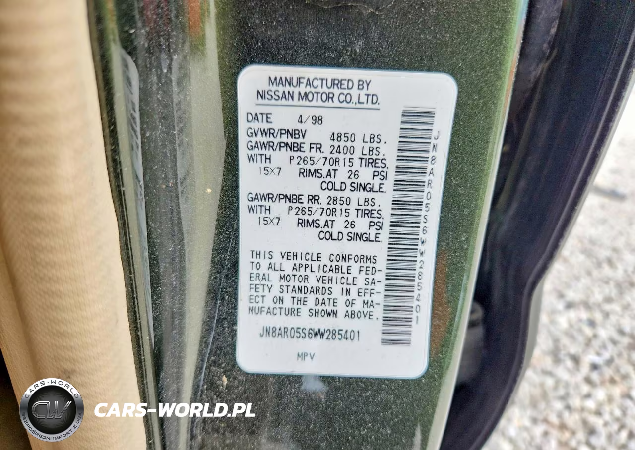 1998 Nissan Pathfinder Xe VIN:JN8AR05S6WW285401 - 14