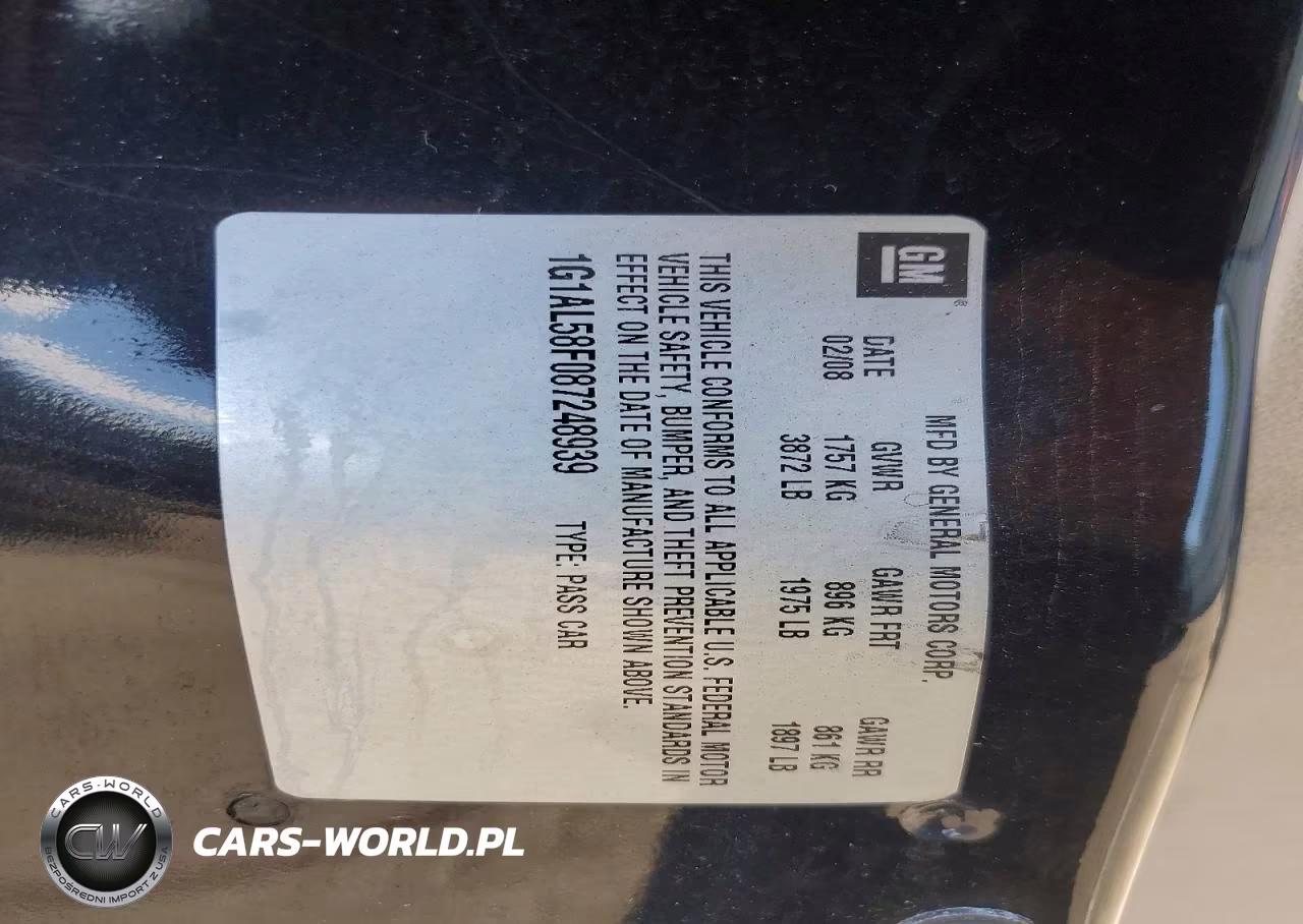 2008 Chevrolet Cobalt Lt VIN:1G1AL58F087248939 - 12