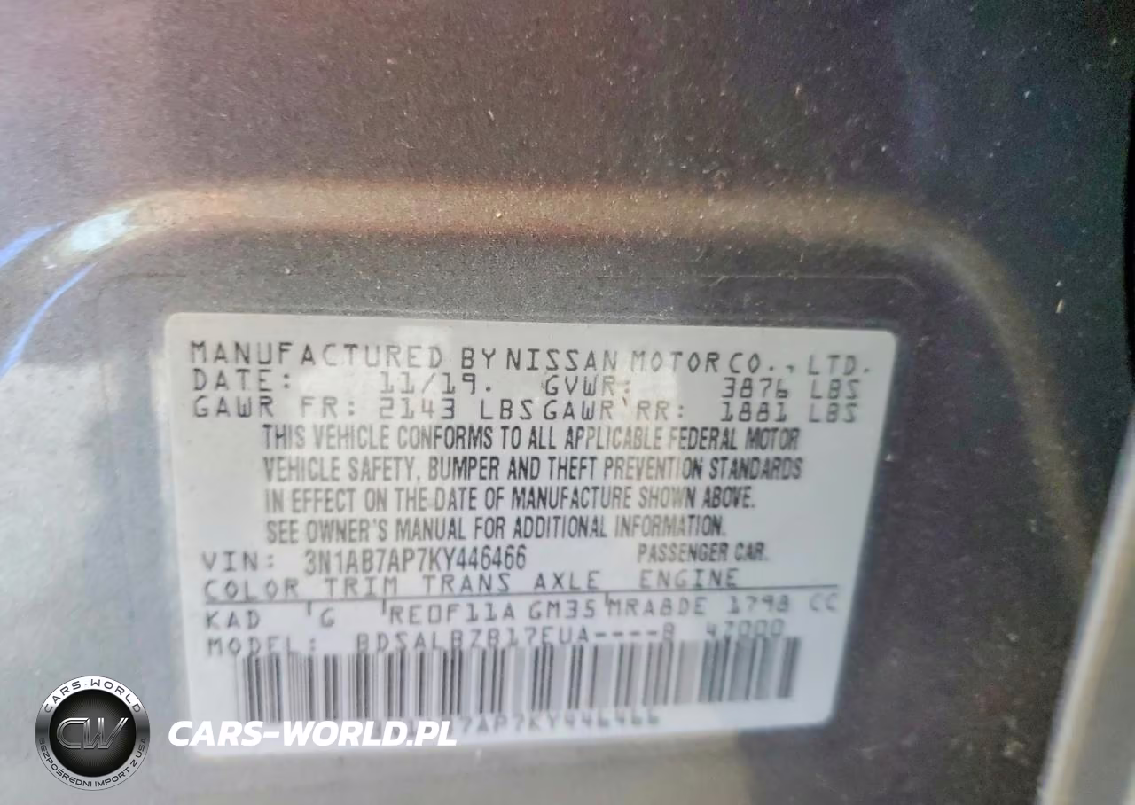 2019 Nissan Sentra S VIN:3N1AB7AP7KY446466 - 12