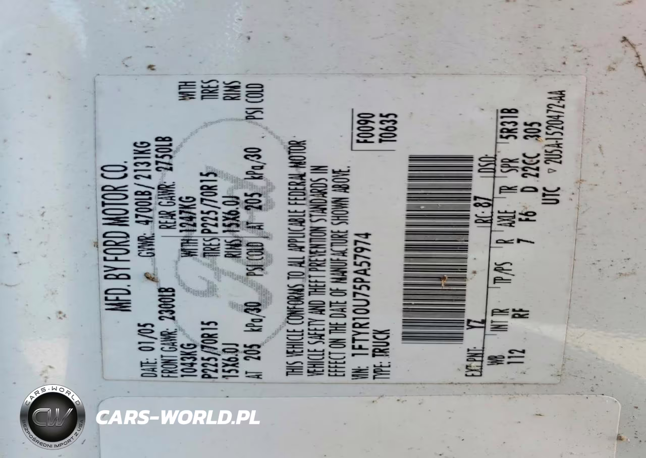 2005 Ford Ranger VIN:1FTYR10U75PA57974 - 12