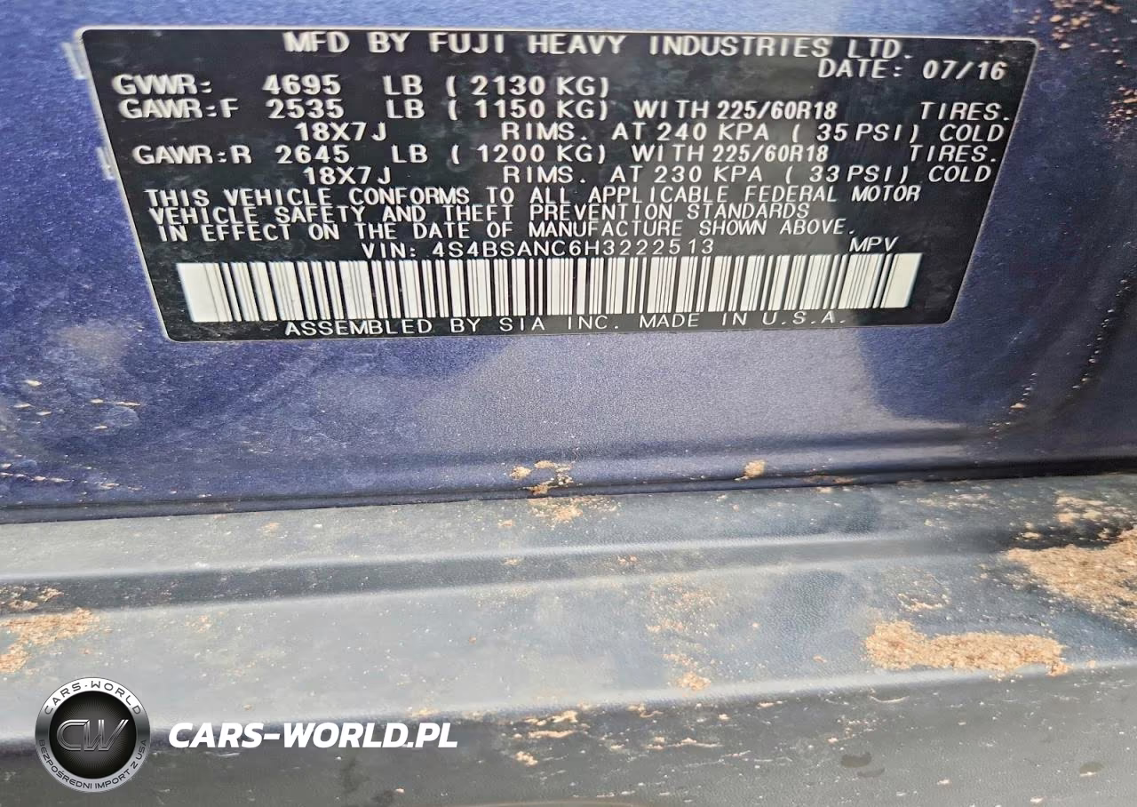 2017 Subaru Outback 2.5I Limited VIN:4S4BSANC6H3222513 - 13