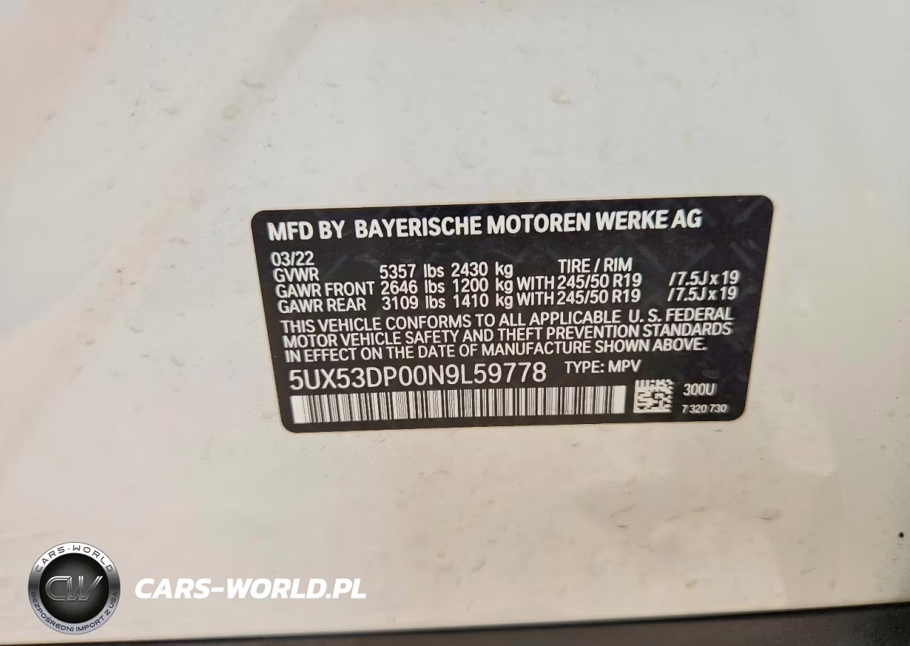 2022 BMW X3 xDrive30I VIN:5UX53DP00N9L59778 - 14
