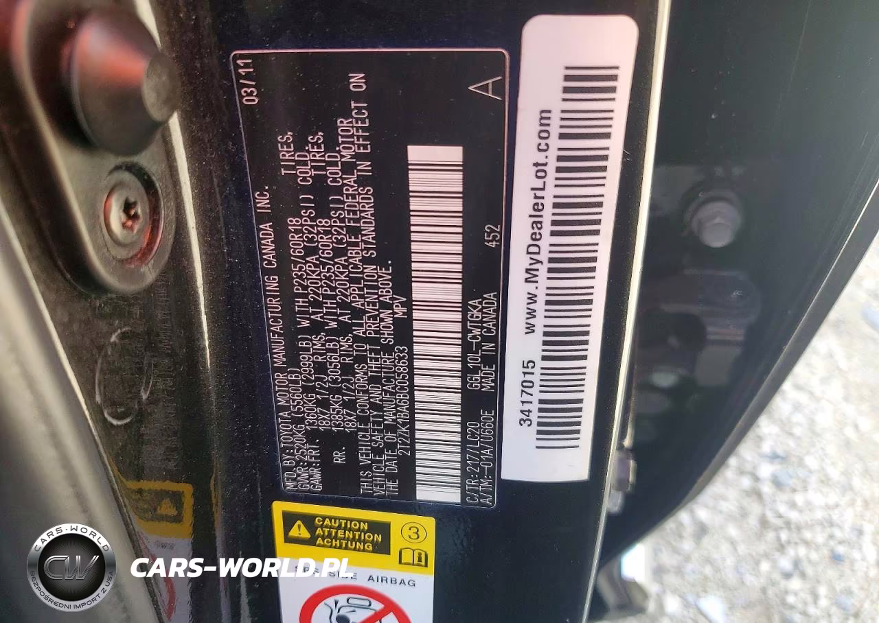 2011 Lexus Rx 350 VIN:2T2ZK1BA6BC058633 - 12