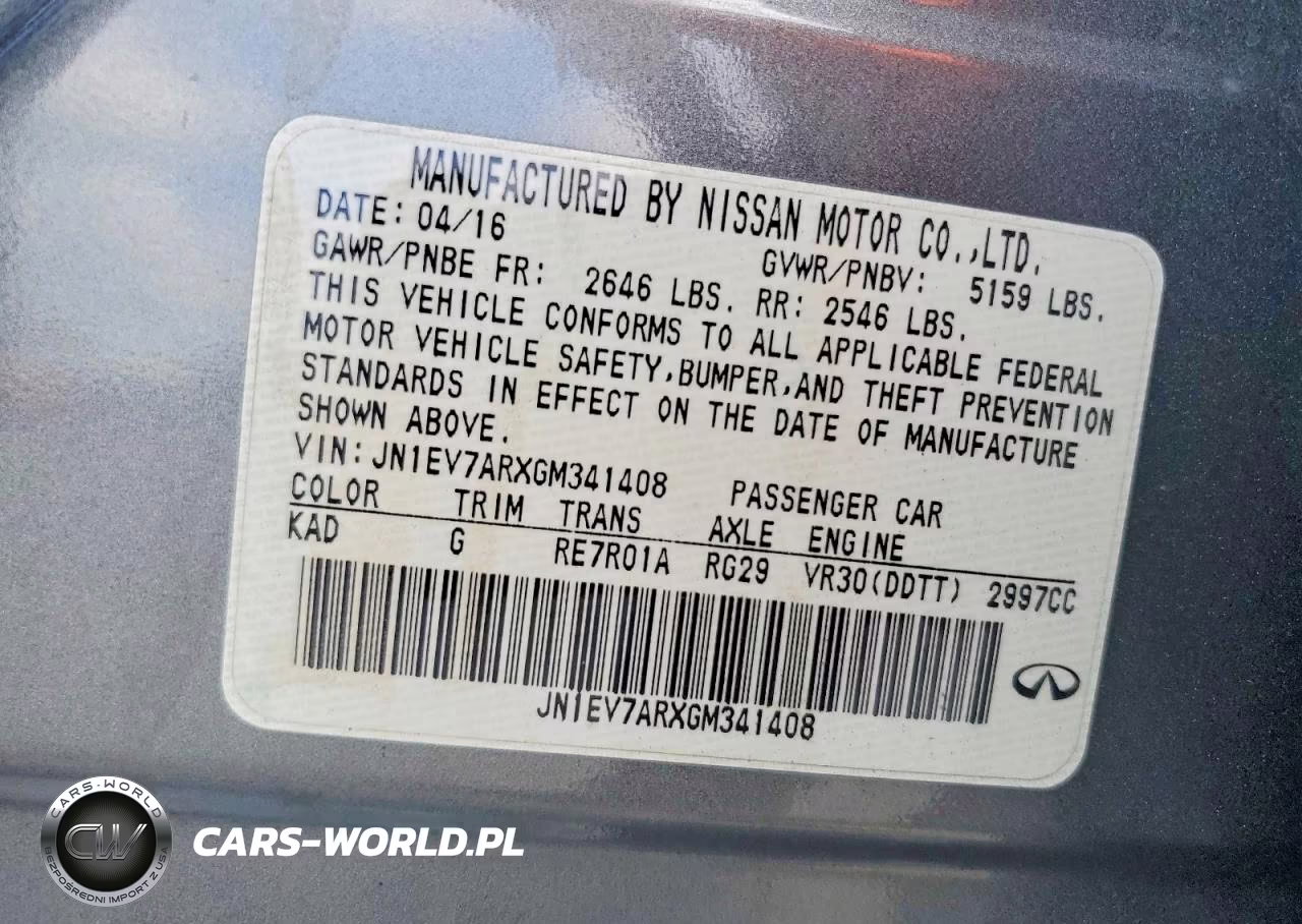 2016 Infiniti Q50 3.0T Premium VIN:JN1EV7ARXGM341408 - 12