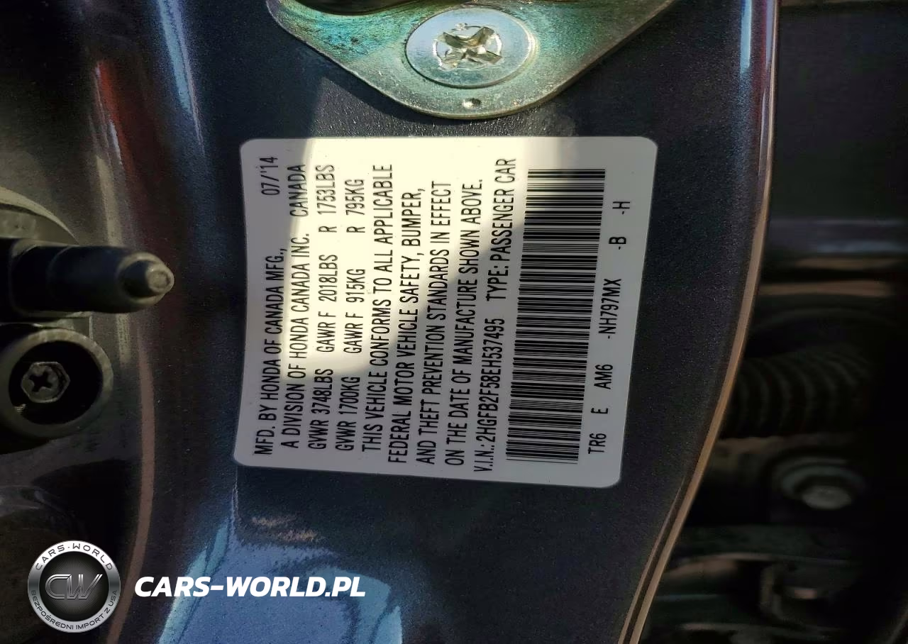 2014 Honda Civic Lx VIN:2HGFB2F58EH537495 - 13