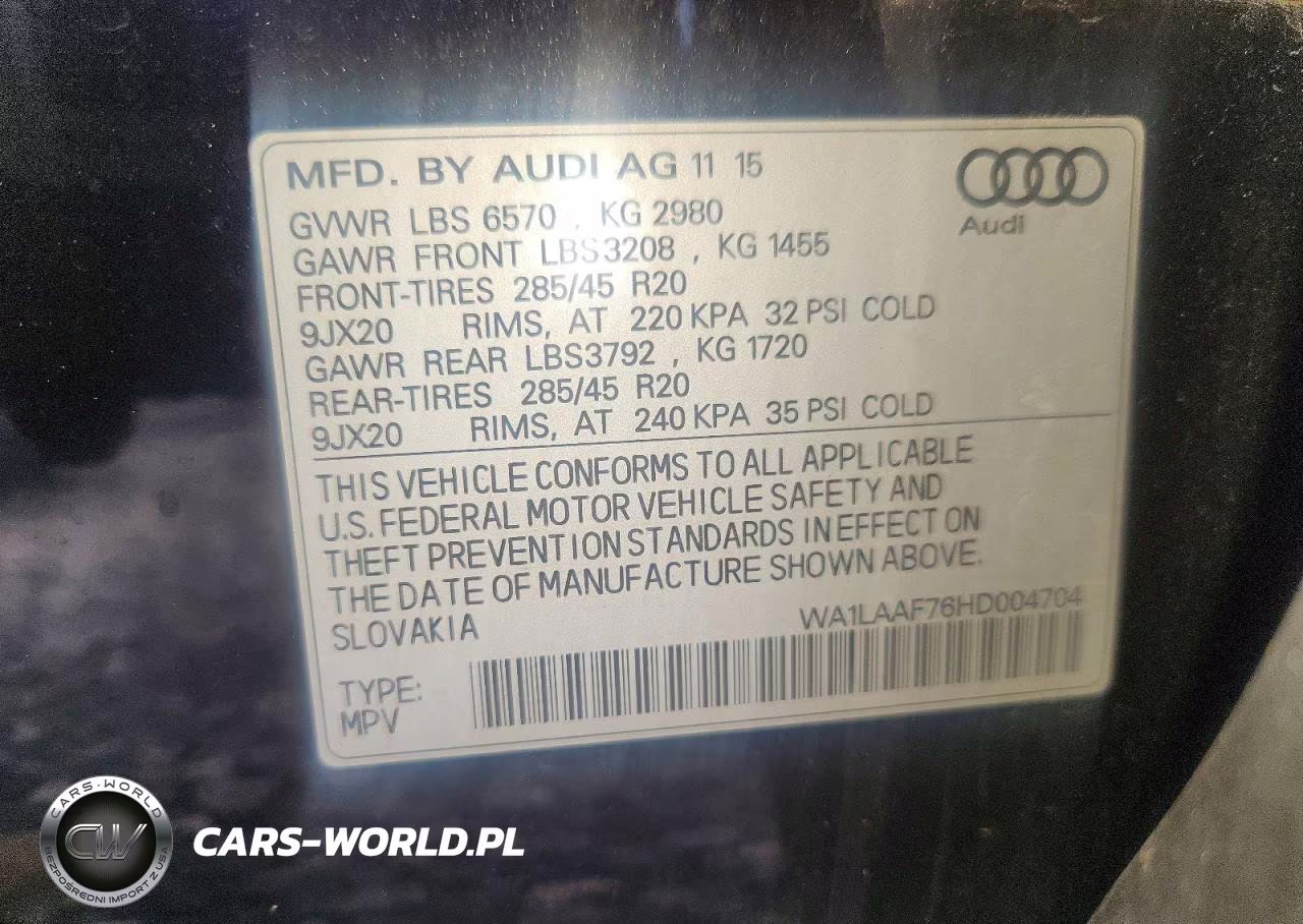 2017 Audi Q7 Premium Plus VIN:WA1LAAF76HD004704 - 13