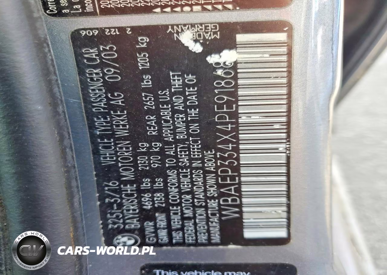 2004 BMW 3 Series VIN:WBAEP334X4PE91868 - 12