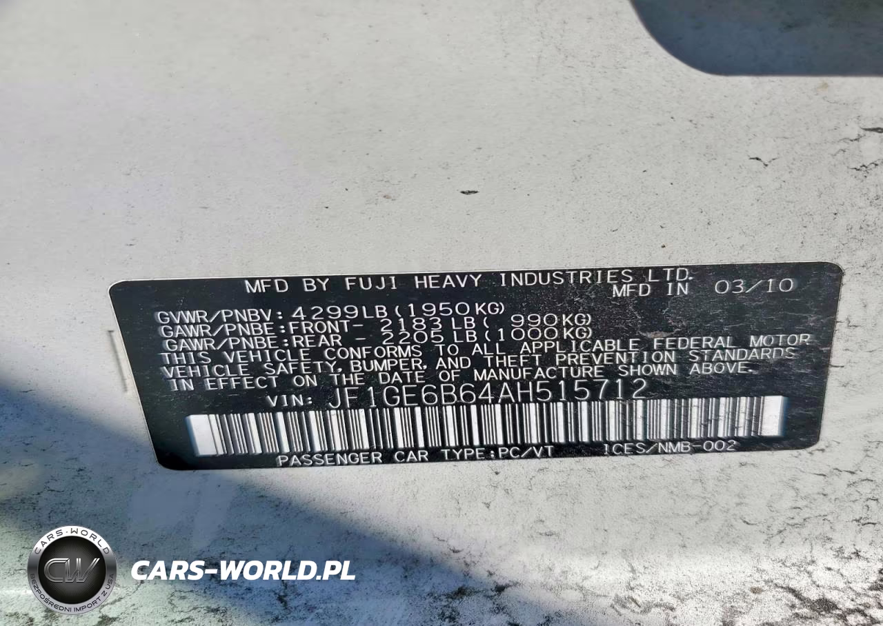 2010 Subaru Impreza 2.5I Premium VIN:JF1GE6B64AH515712 - 12