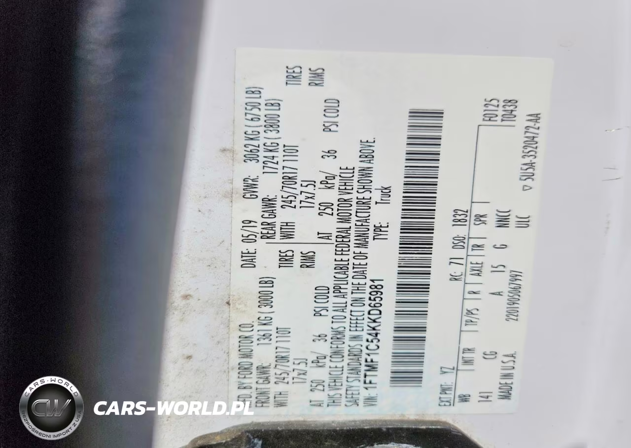 2019 Ford F150 VIN:1FTMF1C54KKD65981 - 12