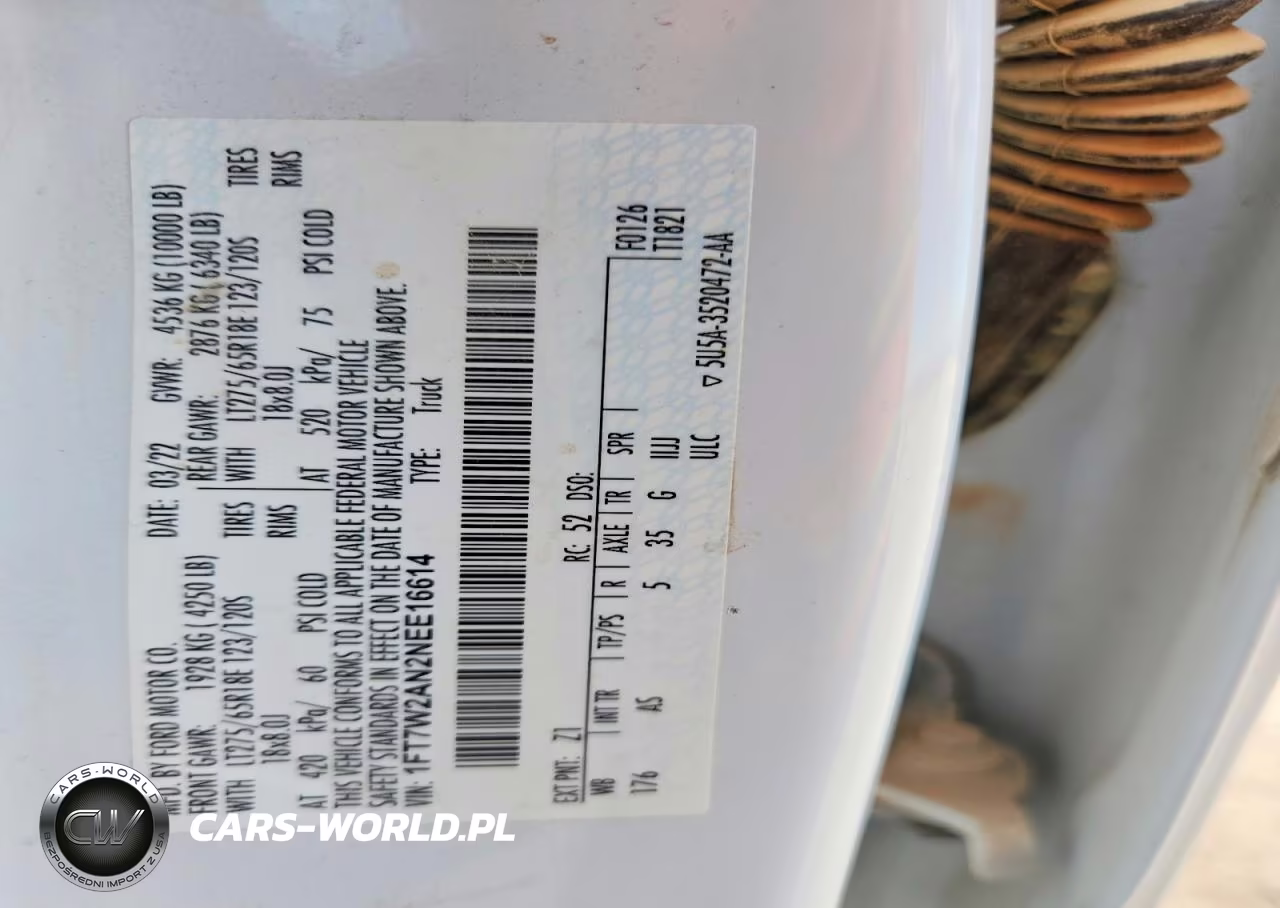 2022 Ford F250 Super Duty VIN:1FT7W2AN2NEE16614 - 12