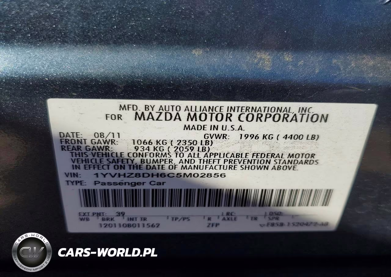 2012 Mazda 6 I VIN:1YVHZ8DH6C5M02856 - 12