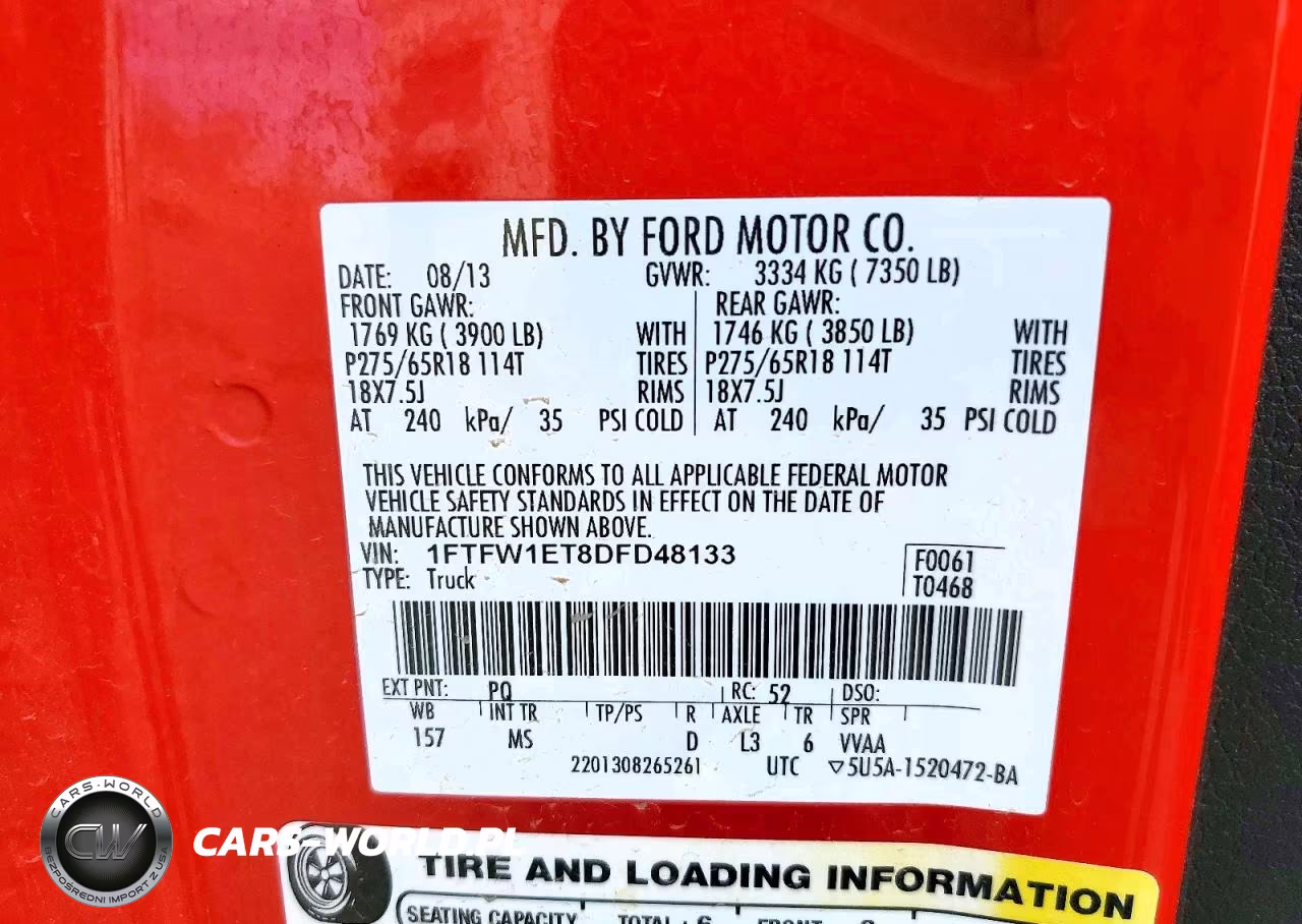2013 Ford F150 Supercrew VIN:1FTFW1ET8DFD48133 - 12