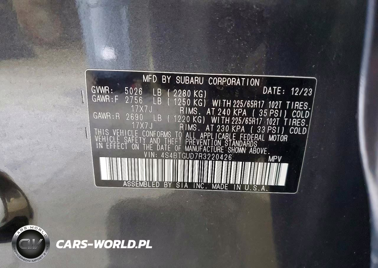 2024 Subaru Outback Wilderness VIN:4S4BTGUD7R3220426 - 13