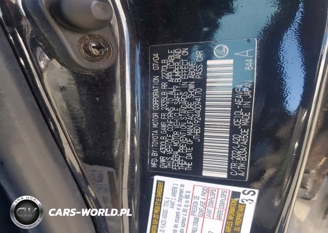 2004 Lexus Is 300 VIN:JTHBD192440094170 - 12