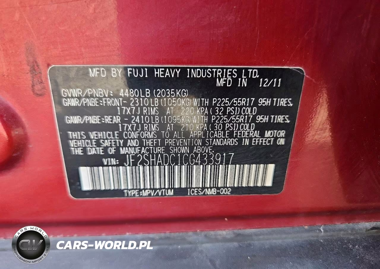 2012 Subaru Forester 2.5X Premium VIN:JF2SHADC1CG433917 - 12