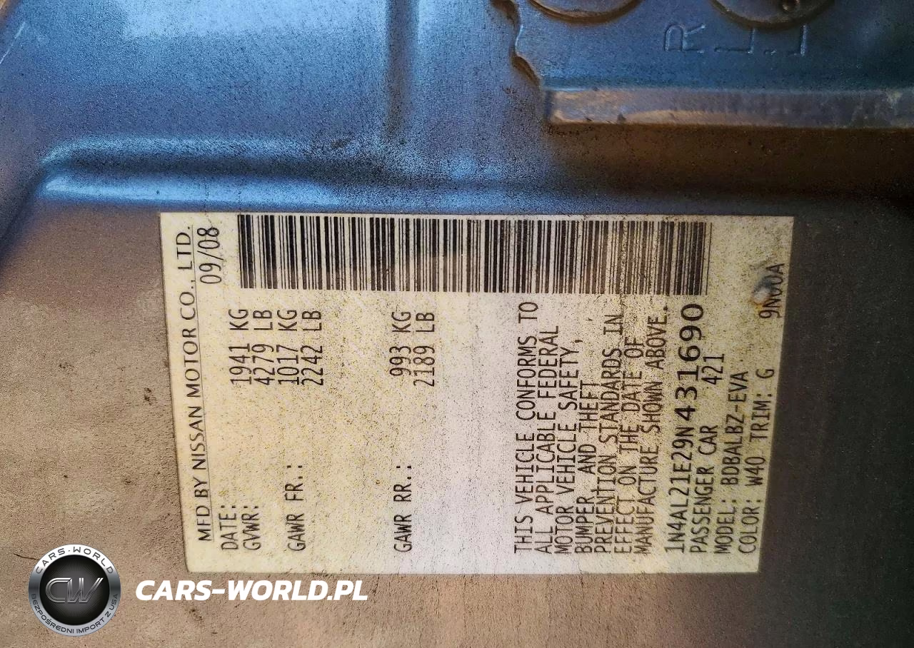 2009 Nissan Altima 2.5 VIN:1N4AL21E29N431690 - 12