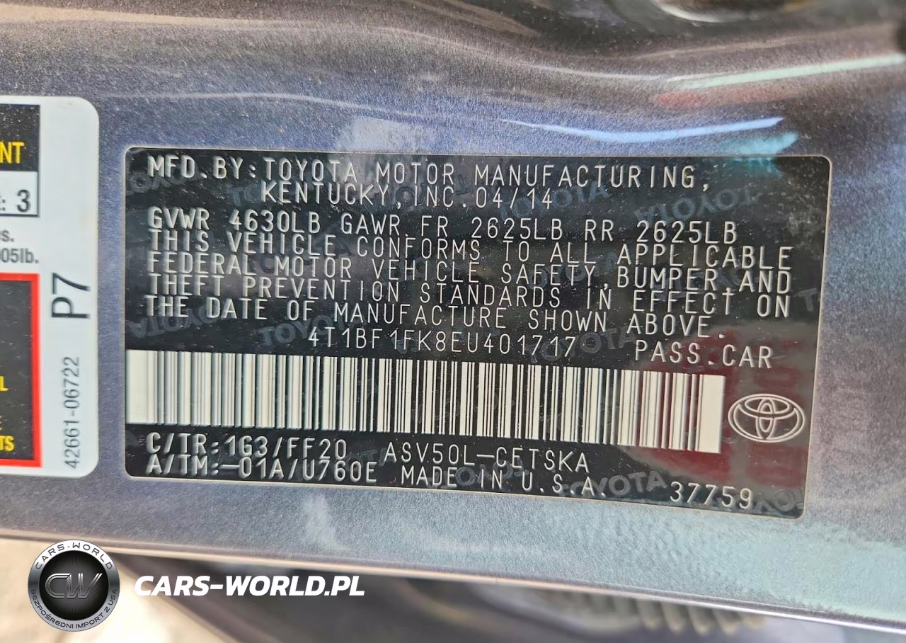 2014 Toyota Camry Se VIN:4T1BF1FK8EU401717 - 12