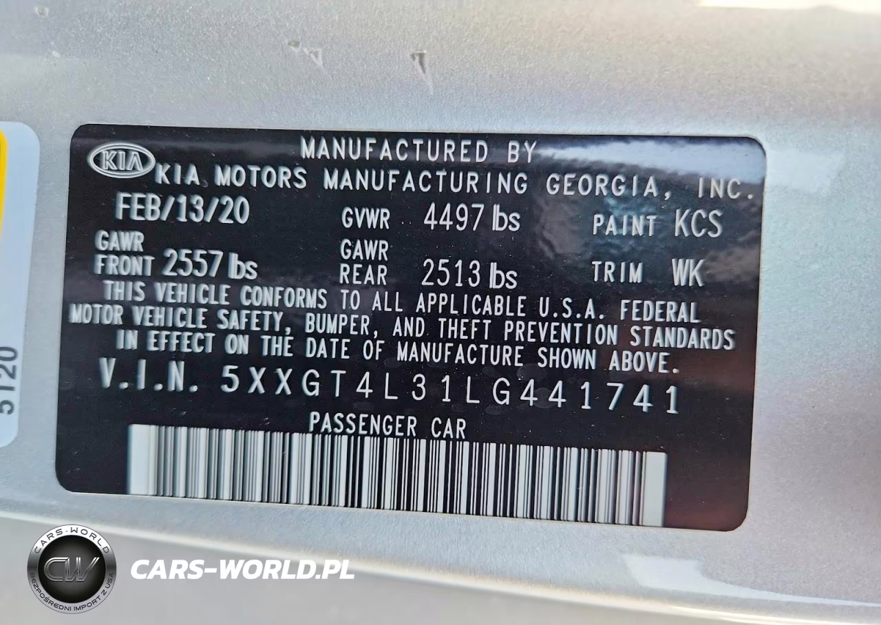 2020 Kia Optima Lx VIN:5XXGT4L31LG441741 - 12