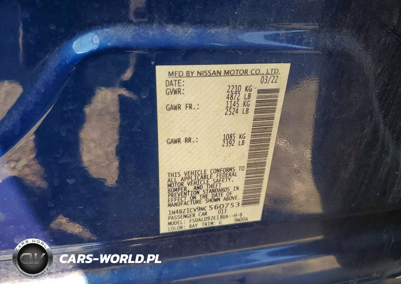 2022 Nissan Leaf Sv Plus VIN:1N4BZ1CV9NC560753 - 12