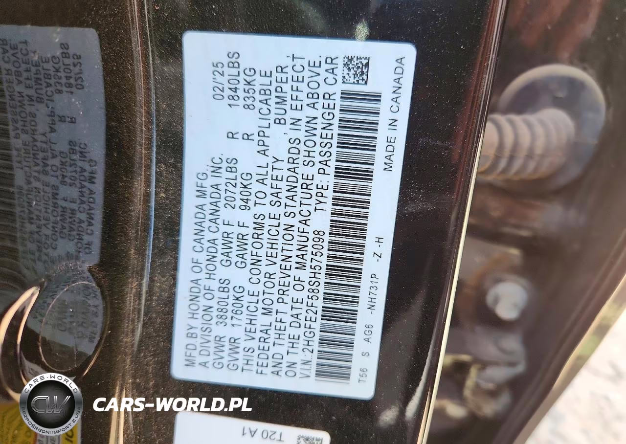 2025 Honda Civic Sport VIN:2HGFE2F58SH575098 - 13