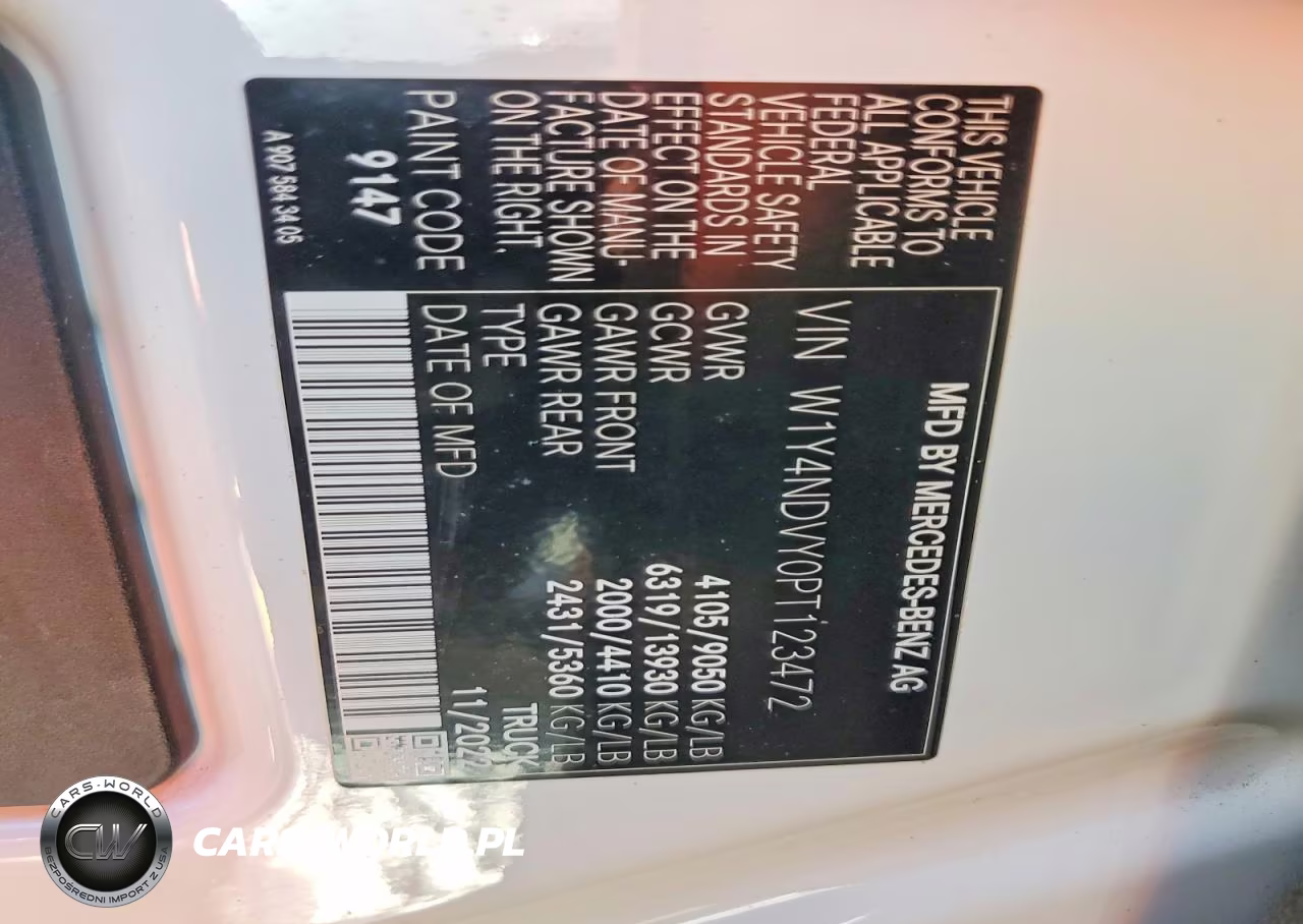 2023 Mercedes Benz Sprinter 2500 Delivery Van VIN:W1Y4NDVY0PT123472 - 12